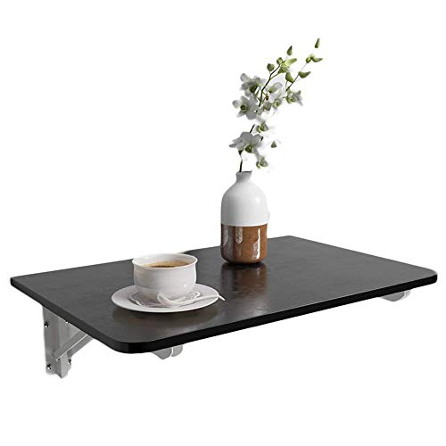Semplicità Elegante Scaffale a Muro Supporto da Tavolo Mobile Supporto per Laptop Scrivania Staffa in Metallo Legno Massiccio Risparmia Spazio Cucina Solida, Libreria, 3 Colori, HJJ, Nero, 60x40x1