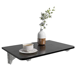 Semplicità Elegante Scaffale a Muro Supporto da Tavolo Mobile Supporto per Laptop Scrivania Staffa in Metallo Legno Massiccio Risparmia Spazio Cucina Solida, Libreria, 3 Colori, HJJ, Nero, 60x40x1