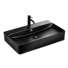 Stilform Soho 2.0 Lavabo in ceramica di ottima qualità, nero opaco, per montaggio a parete o come lavabo da 70 cm con foro per rubinetto, moderno ed elegante