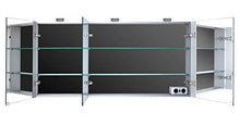 Generisch Terra Focus - Armadietto con specchio in alluminio, luce a LED, pannello posteriore in vetro nero, 1500 x 700 x 155 mm