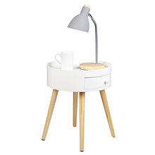 WOLTU Set di 2 Comodini per Camera da Letto Comodino Rotondo con Cassetto Tavolino da Salotto in Legno Bianco TS111ws-2