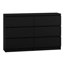 BIM Furniture Marbella Comò con 6 cassetti multiuso da 120 cm, ideale per camera da letto e soggiorno, nero