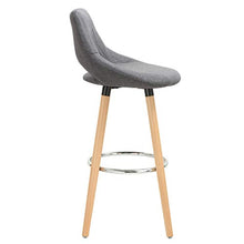 WOLTU Sgabello da Bar per Cucina Ristorante con Poggiapiedi Gambe in Legno Massello, Tessuto di Lino Grigio Scuro BH111dgr-1