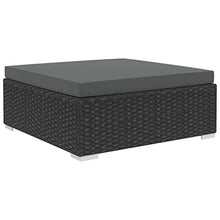 Tidyard Set di Mobili da Giardino in Polyrattan, Set Divani 3 Posti da Giardino/Esterno con Cuscini e Tavolino 5 pz, Leggero e Modulare, Nero