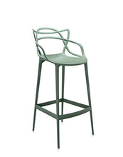 Kartell Masters Stool Sgabello, Tecnopolimero termoplastico Riciclato con Carica Minerale e Trattamento Soft-Touch, Verde(Salvia), H. 75