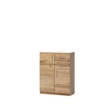 3xeliving Cassettiera Alicja 05 per soggiorno 75 cm, bianco/rovere wotan