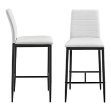 [en.casa] Set di 2 Sgabelli da Bar 2 Sedie Alte con Gambe in Acciaio con Poggiapiedi Seduta in Similpelle Cucina/Bar/Ristorante - Bianco