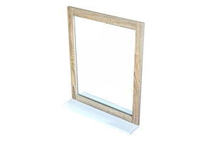 BM 4006 Specchio da Bagno con Mensola, MDF, W48*D10*H60cm, Bianco/ Legno Grano