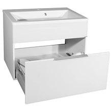 FACKELMANN Set di mobili da bagno Kara 3 pezzi, 80 cm, bianco con lavabo in ceramica e armadietto a specchio a LED