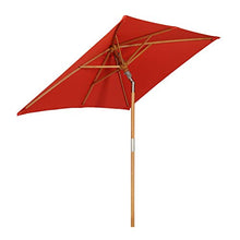 Sekey® 200 × 150 cm Ombrellone in Legno Ombrello Parasole da Esterno da Giardino Rosso Protezione Solare UV50+