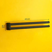 LIskybird Parete Portasciugamani Doppia Barra Porta Asciugamani da Bagno di Asciugamano Titolare 2 Bracci Incernierato Asta di Montaggio A Parete per Asciugamani, Acciaio Inossidabile,Nero,2 PCS