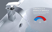M Mehoom Rubinetto Bagno Cascata, Miscelatore Lavabo Bagno, Rubinetto lavabo, Valvola in Ceramica, per Acqua Calda e Fredda Disponibile, Finitura Cromata, Stile Moderno