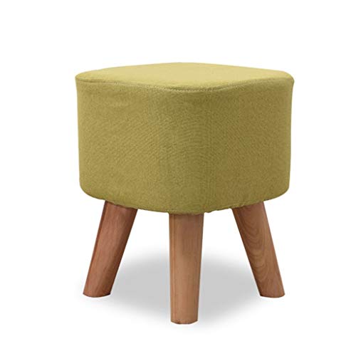 LZZJIAJU Divano Moderno for Bambini Sgabello Imbottito Piccolo poggiapiedi Pouf Pouf poggiapiedi in Legno 4 Gambe in Legno Sedile Quadrato Sgabello Salone Soggiorno Camera da Letto (Color : Green)