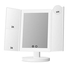 alvorog Specchio Trucco Triplo da Tavolo con Luci 72 LED e Ingrandimento 1X / 2X / 3X / 10X, 180° Rotazione Libera Interruttore Tattile, 3 Colori e Luminosità Regolabile per Il Trucco