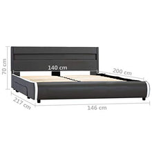 Tidyard Struttura Letto Matrimoniale Moderno con Cassetti e Luce LED in Ecopelle Antracite 140x200 cm,Giroletto Matrimoniale in Ecopelle Moderno,Letto con Cassetti 140x200
