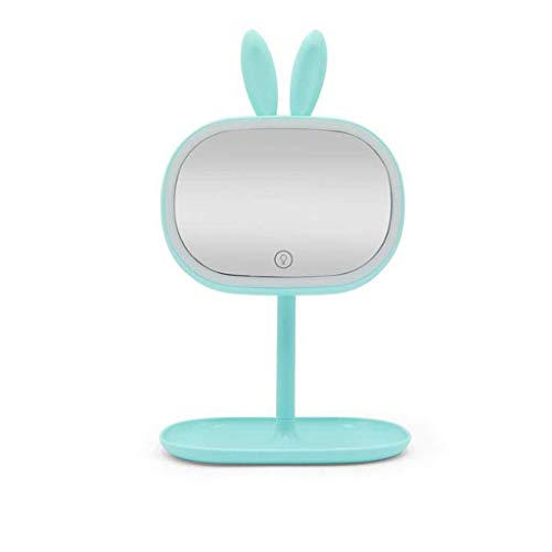 AJH Home Specchio da toeletta Specchio da Trucco Specchio da Trucco Portatile Lampada da Tavolo 2 in 1 Luce a LED Mini Specchio USB Ricaricabile Touch Screen Specchi