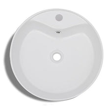 Roderick - Lavabo da bagno in ceramica con foro di troppopieno bianco, dimensioni: 465 x 155 mm (diametro x H).