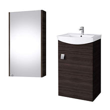 Planetmöbel - Set di mobili da bagno composto da mobile sotto-lavabo e armadietto a specchio, con sifone, ideale per il bagno degli ospiti, legno wengé