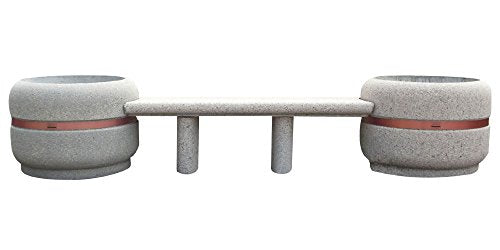 ARTISTICA GRANILLO PANCHINA in Cemento con INERTI A Vista E FIORIERE Laterali