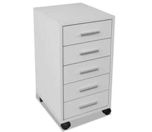 GOTOTOP Cassettiera ufficio con ruote 5 cassetti Bianco,Comodino in legno per Ufficio,33 x 38 x 63 cm