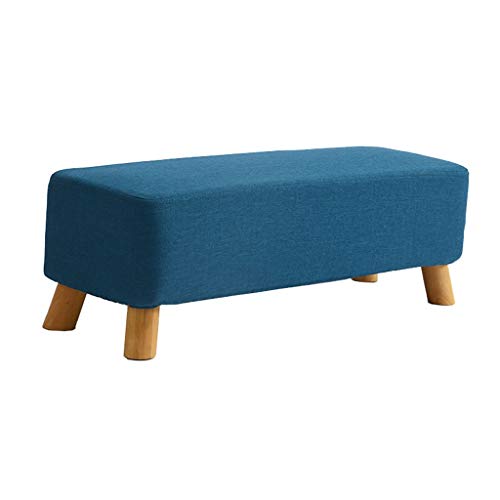 Mobili per la casa e Giardino Panca Imbottita in Legno massello Rivestita con poggiapiedi cambiata Panca Lunga con Rivestimento Rimovibile in Lino Blu 82x28x26cm Ottomani da Cucina