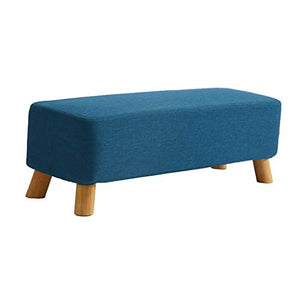 Mobili per la casa e Giardino Panca Imbottita in Legno massello Rivestita con poggiapiedi cambiata Panca Lunga con Rivestimento Rimovibile in Lino Blu 82x28x26cm Ottomani da Cucina