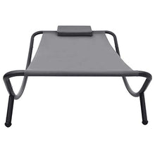Tidyard Lettino Prendisole, Lettini da Giardino, Sedie a Sdraio da Giardino in Acciaio 200x90 cm Grigio