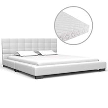 SKM Letto con Materasso Bianco in Similpelle 140x200 cm (52.3kg)