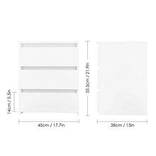 lyrlody Comodino con 3 Cassetto, Comodino Camera da Letto Comodini da Notte Comodino, 45 x 38.2 x 56 cm, Bianco