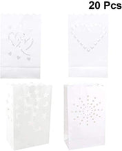 ARTFFEL Vola 20Pcs Candela Paper Bag Senza Fiamma Tealights Scavato Borsa luminare for Matrimoni Festa San Valentino di Compleanno di Capodanno, 10 Luna Stelle Modello + 10 Sun Modello .Compleanno