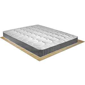 Comprarredo Materasso rigido matrimoniale a molle bonnel in acciaio temperato Panama 160x190, alto 19 cm anallergico e antiacaro in tessuto 100% cotone trapuntato bianco e fascia 3D traspirante