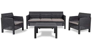 Toomax Set mobili da Giardino Matilde 5 posti, Composto da DIVANETTO A 3 POSTI, 2 POLTRONE E TAVOLINO Grande, in Resina Anti-UV ed intemperie, Colore Antracite, Art 115