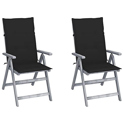 vidaXL Sedie da Giardino Reclinabili 2 pz con Cuscini Massello Acacia