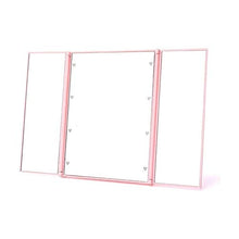 LILIS Specchio Trucco LED Trucco Specchi LED Desktop Tri-Fold Specchio di Bellezza Illuminato Luce Pieghevole Cosmetic Mirror for Powder Room E Bagno