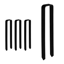Relaxdays 4 Picchetti, Fissaggio per Archi da Giardino per Rampicanti, Design a U, XXL, Acciaio, 30 x 6,5 x 2,5 cm, Nero