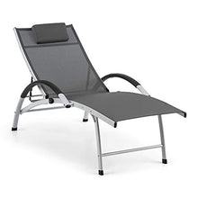 blumfeldt Sun Valley - Lettino Prendisole, con Cuscino, Pieghevole, Struttura in Alluminio, Schienale Regolabile in 4 Direzioni, Materiale: 70% PVC, 30% Poliestere Comfort Mesh, Grigio