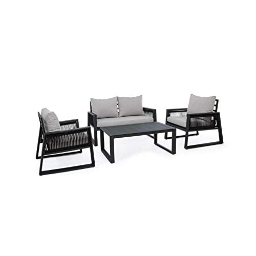 Bizzotto Set4 Salotto Captiva Nero con Cuscini Lh33 cod. 0662596