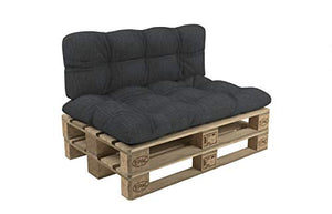POKAR Set di Cuscini per Europallet Imbottito da 2 Pezzi: 1x Cuscino-Sedile 120x80cm + 1x Cuscino-Schienale 120x40cm, per Divano da Giardino, per Interno ed Esterno, Senza Pallet, Antracite