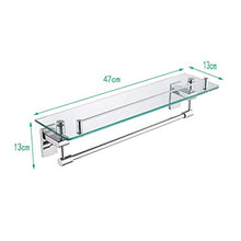 NHLBD HAIHAI Porta Asciugamani/Mensola di Vetro monostrato Bagno Trucco Rack a Parete in Acciaio Inox Bagno Mensola Doccia in Camera Shelf 47 Centimetri