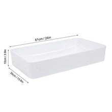 Zerone Lavabo rettangolare in ceramica, moderno da appoggio, per cucine, 61 x 35 x 10 cm, bianco
