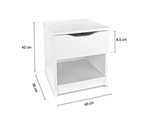 Leomark Comodino Moderno in Legno con cassetto e scompartimento apertoin, Comodino per Bambini, Colore Bianco con Motivo Farfalle, Dimensioni: 40cm x 38cm x 42cm (LxWxH)