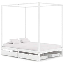 FAMIROSA Giroletto con Baldacchino 4 Cassetti Bianco in Pino 140x200 cm