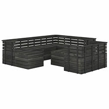 Festnight Set Divani da Giardino | Set di Mobili da Giardino | Set Divano Esterno su Pallet 10 pz Legno Pino Grigio Scuro