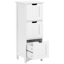 Badezimmerschrank, schmaler Badschrank mit 3 Schubladen, Beistellschrank, Kommode, Wohnzimmer, Küche, freistehend, weiÃμ, 30x30x82cm
