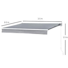 Outsunny Tenda da Sole per Esterno 250x200cm, Tenda a Bracci Avvolgibile, Tenda Ombreggiante a Rullo, Grigio