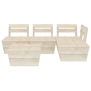 FAMIROSA Set Divani da Giardino su Pallet 5 pz in Legno Abete Impregnato-3714