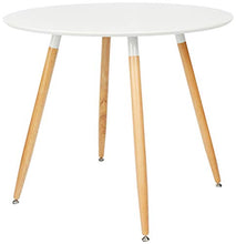 Relaxdays 10020557-49 Tavolo da Pranzo Rotondo, Legno, Bianco, 90x90x74 cm