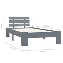 BIGTO - Struttura per letto in legno di pino massiccio, per camera da letto, stile C, colore: grigio, 100 x 200 cm