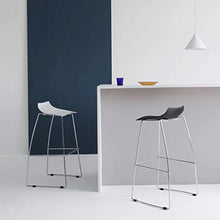 Sgabello alto JT- Sgabello da bar in acciaio inox Sgabello da bar semplice in metallo resistente e stabile (colore bianco)