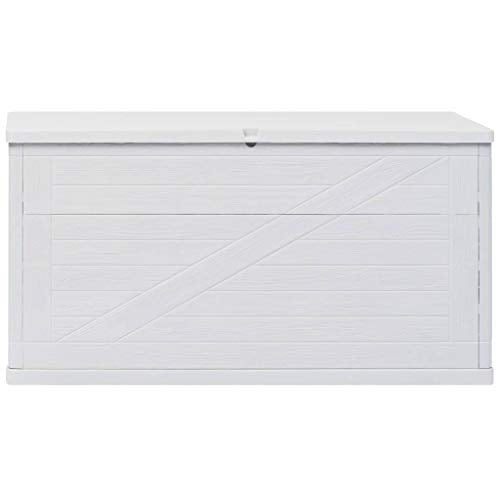 Lechnical Capannone Esterno in plastica per Giardino, Panca Contenitore da Giardino da 420 Litri Scatola portaoggetti Grande per Giardino Impermeabile e con Serratura, 120x56x63 cm (L x P x A)